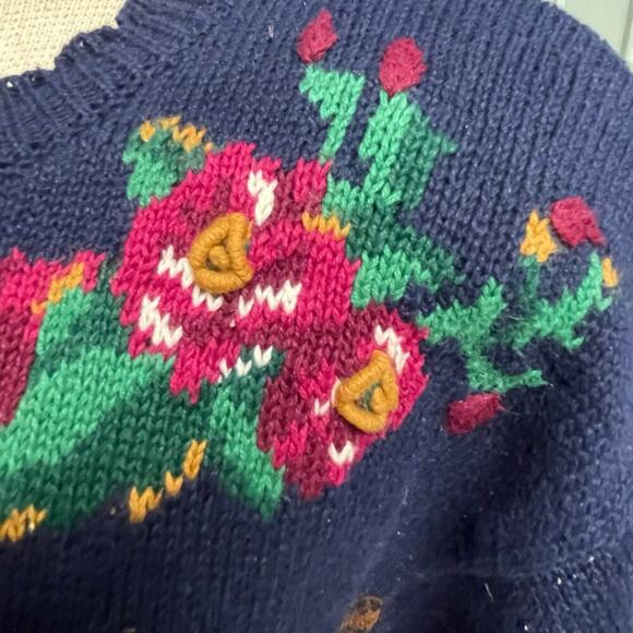 Jantzen Vintage Cardigan Knit Sweater Size XL Equestrian Horses Roses Womens - Picture 4 of 10